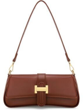 〽️ Women's Brown Vegan Leather Small Hobo Mini Clutch Purses Crossbody Bag
